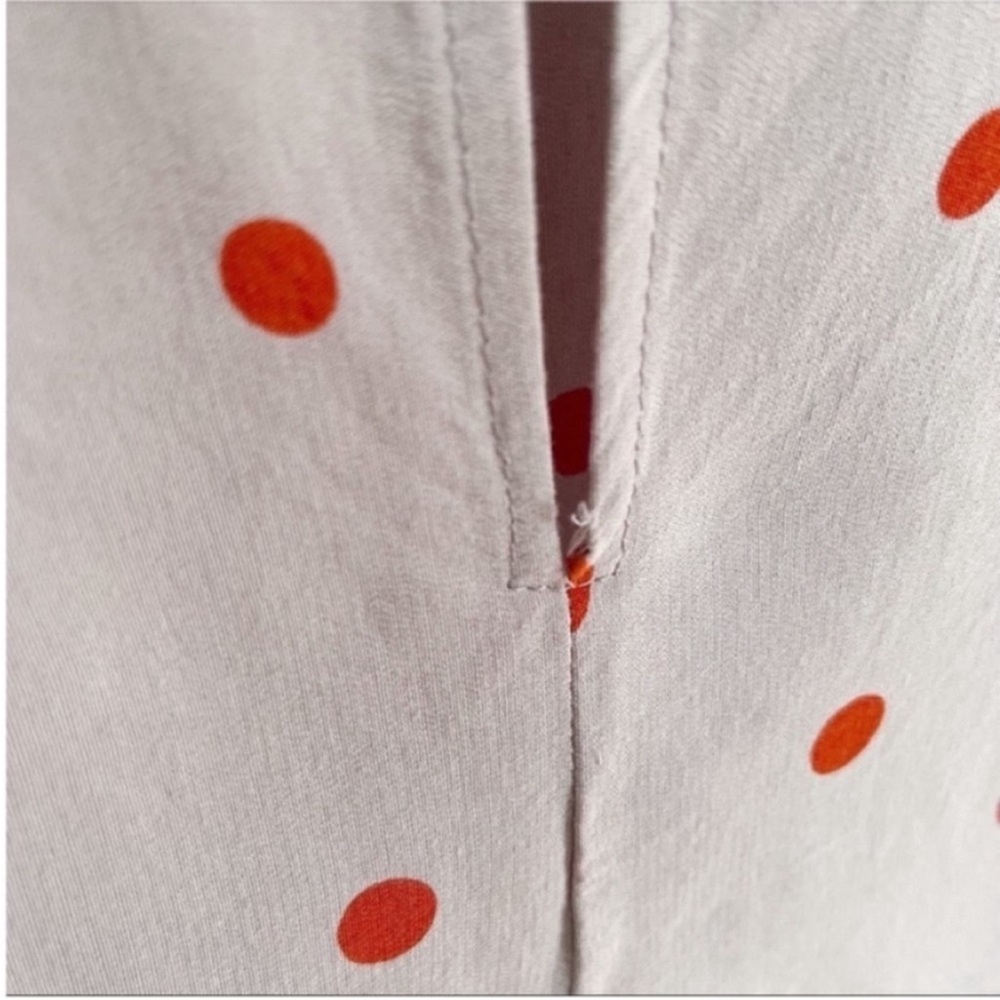 Anthropologie Meadow Rue Minutiae dress gray polka dots orange ruffle - Picture 11 of 11